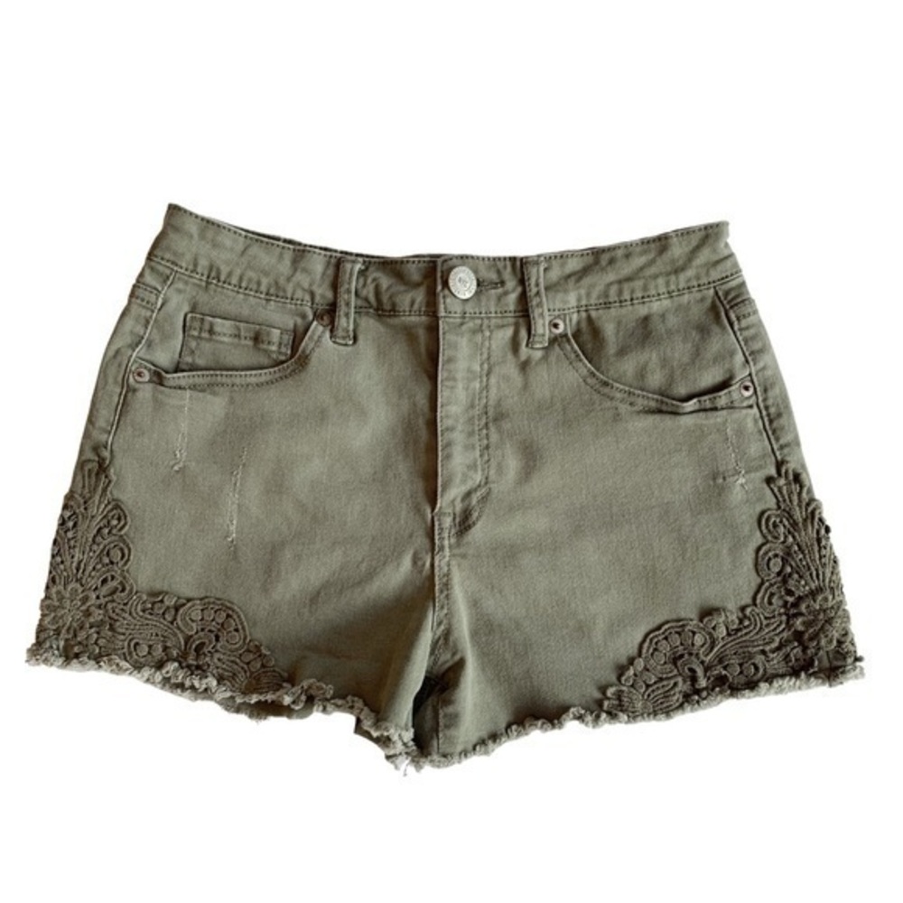 AEROPOSTALE High Waisted Shorts Green Floral 6